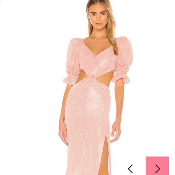 NWOT LPA Edith Midi Dress in Orange Houndstooth XS - Picture 1 of 10